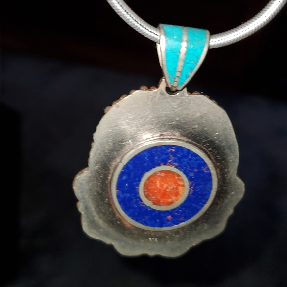 Tibetan Silver Pendant on a Snake Chain - Picture 2 of 6